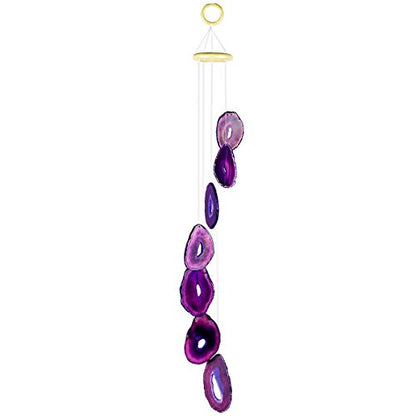 Rockcloud Agate Sliced Geode Wind Chime Home Garden Decoration Figurine - color: Purple