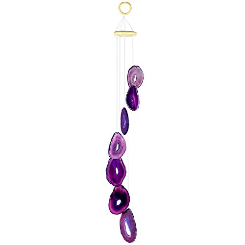 Rockcloud Agate Sliced Geode Wind Chime Home Garden Decoration Figurine - color: Purple