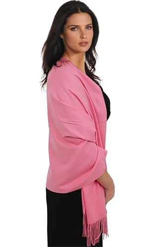 Ocomfly 100% Pashmina Scarf for Women - Premium Womens Scarves - Gift Boxed - Shawls or Wraps - Ultra Soft and Warm - color: Hot Pink