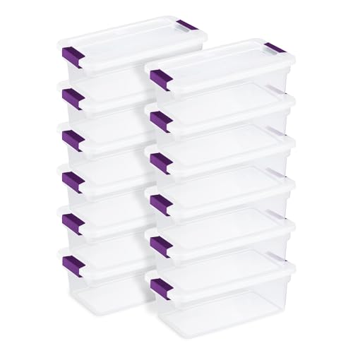 Sterilite 12-Pack ClearView Latch Box, Clear Stackable Organizer Bins with Lids, 6 Qt – Small Plastic Tote Containers for Closet, Office, Bedroom, Shelving Units and Home Storage Organization - size: 12 Pack, style: 6 Quart