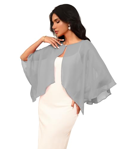 Chiffon Large Capelets Shawl Wraps Women's Girls Shrug for Evening Dress Wedding Cape Cover Up 1920s