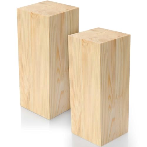 Landical 2 Pack Pine Wood Carving Blocks 10x4x4 Inch Unfinished Whittling Wooden Blocks for Beginners Home Christmas DIY Arts Supplies - size: 10 x 4 x 4 Inch