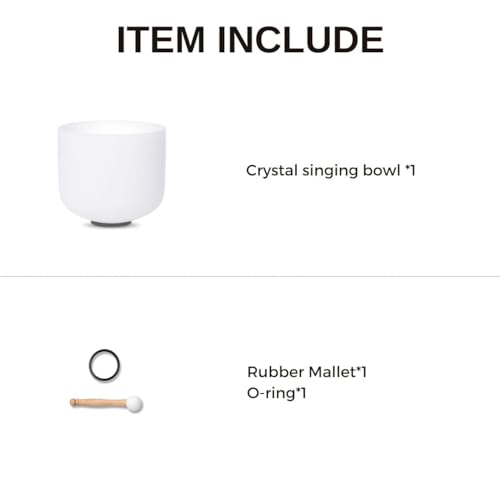 7inch White G Note Throat Chakra Quartz Crystal Singing Bowl with Rubber Mallet for Meditation Healing Yoga Sound Bath - color: White G note