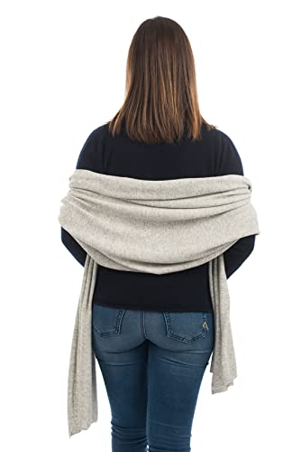 Dalle Piane Cashmere Womens Wool Cashmere Blend Stole Soft Italian Shawl Wrap for Wedding Evening Gift Made in Italy - color: Grey