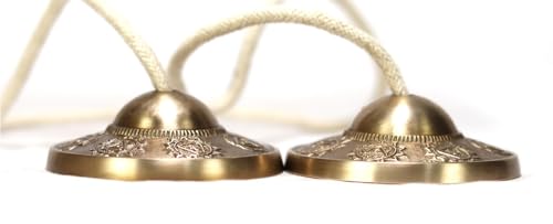 Tibetan Manjeera Tingsha Meditation Bell, Chime Bells, Cymbals, Buddhist Meditation, Yoga Bell Chimes small, auspicious symbol (Manjeera-06) - size: Manjeera-06