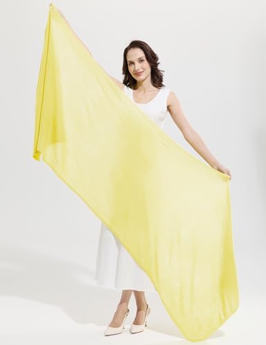 Soft Cashmere Blend Wrap Chic Scarf Stole for Women Wayfarer Travel Extra Large 87"x28" - color: Light Yellow