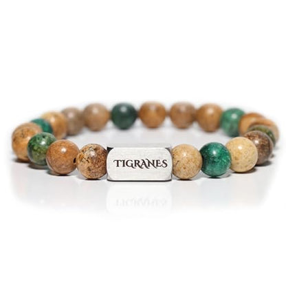 Tigranes Premium Natural Stone Bracelet Collection – Handmade Gemstone Jewelry in Luxury Branded Gift Box - style: Jasper & African Turquoise