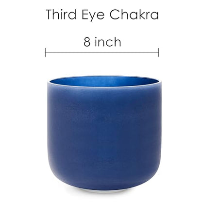 TOPFUND 440Hz Indigo A Note Crystal Singing Bowl Third Eye Chakra 8 inch with Heavy Duty Carrying Case and Suede Mallet - color: Indigo 440Hz A Note, size: 8 inch
