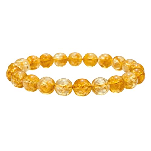 Amazing Gemstone Crystal Bracelet for Women Men's Gifts - Protection Healing Crystal Bracelet - 8mm Gemstone Beaded Stretchable Bracelet Pulseras Para Hombres Mujer Stocking Stuffers Mothers Day Gift (Citrine) - color: Citrine