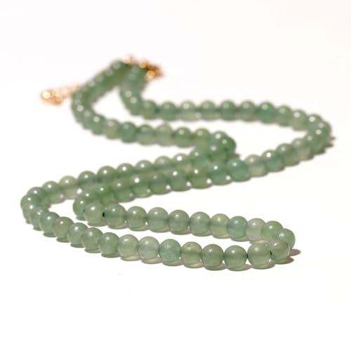 Simple Choker Necklace for Women Real Stone and Crystals Necklaces 4mm Beaded Choker Jewelry Meditation Gift for Women (16"+2") - style: Aventurine