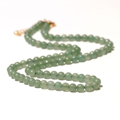 Simple Choker Necklace for Women Real Stone and Crystals Necklaces 4mm Beaded Choker Jewelry Meditation Gift for Women (16"+2") - style: Aventurine