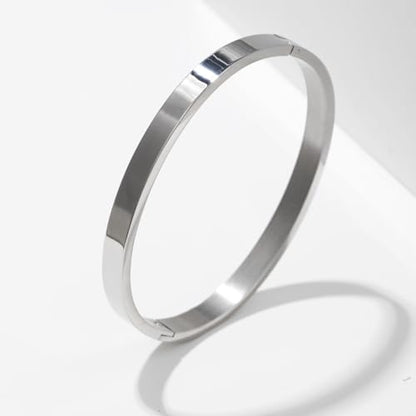 Gold Bangle for Women - 18K Gold Plated Stainless Steel Love Friendship Crystal Bracelets with Cubic Zirconia - color: C-6mm SILVER