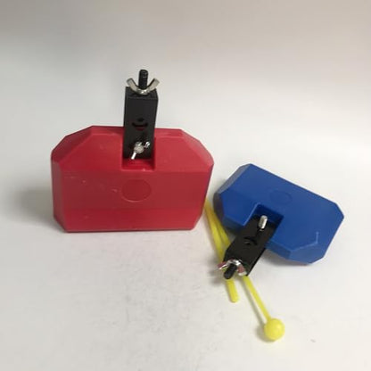 2 Pieces High Pitched Plastic Musical Percussion Instruments Red Block 170×150×50MM & Blue Block 150×120×40MM