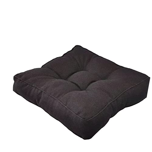 Solid Square Seat Cushion, Thicken Padded Cushion Soft Linen Chair Cushion Tatami Floor Cushion for Yoga Meditation Living Room Balcony,Black,50cm - color: Black, size: 19.69"*19.69"