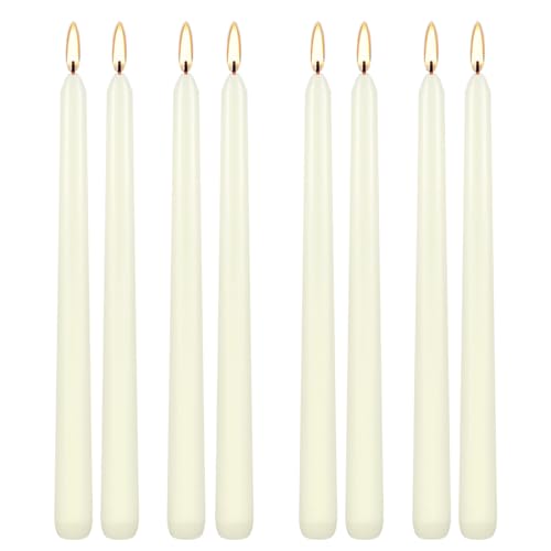 8 Pack Ivory Taper Candles 10 Inch Tall 3/4 Inch Thick Burn 8 Hours - color: 10"8pcs-Ivory