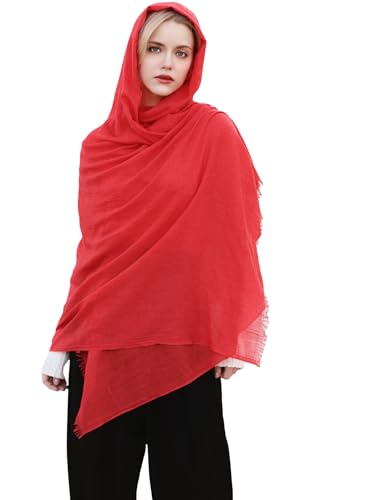 Pashmina Shawl Party Wraps Evening Dress Bridesmaid Long Cotton Scarves for Wedding - color: Pure Red 5