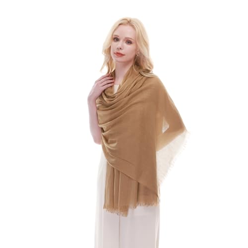 RIIQIICHY Scarf for Women Lightweight Solid Color Long Fashion Gauze Scarves Shawl Wrap - color: Camel