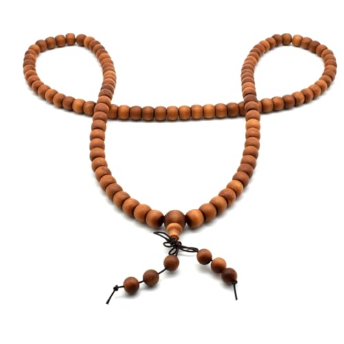 Zen Dear Unisex Teak Wood Prayer Beads Buddha Buddhist Beads Japa Mala Necklace Bracelet Bead