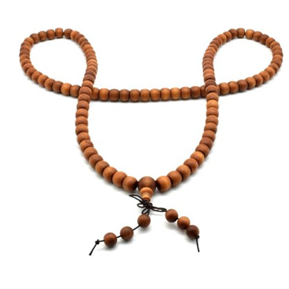 Zen Dear Unisex Teak Wood Prayer Beads Buddha Buddhist Beads Japa Mala Necklace Bracelet Bead