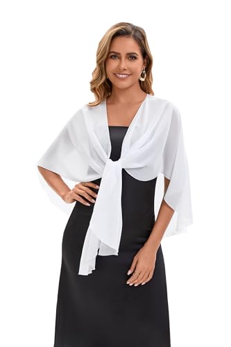 Baoqiya Chiffon Shawl Evening Scarf Shawls and Wraps for Women Wedding Party Bridal Scarves Cover Ups - color: Ivory