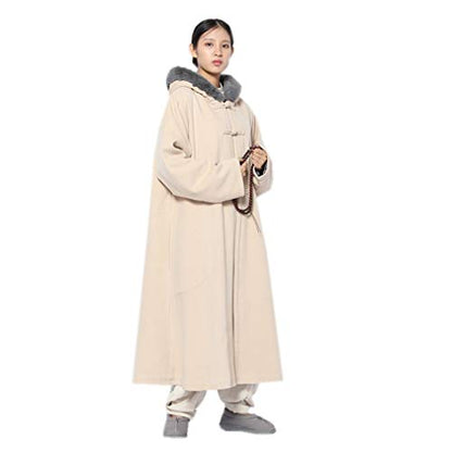 DGXIN Unisex Meditation Windbreaker Monk Cloak - color: Beige, size: 115cm