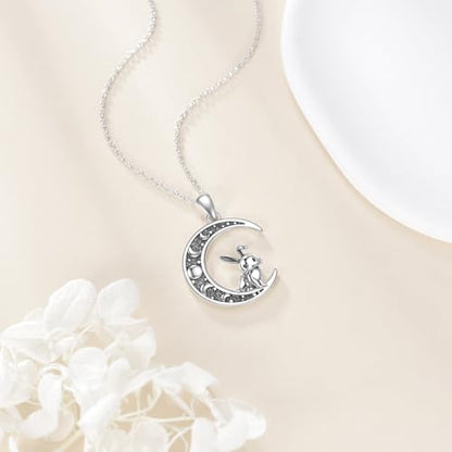 Sun and Moon Necklace 925 Sterling Silver Sun Moon Pendant Gemstone Jewelry Gifts for Women - style: Bunny