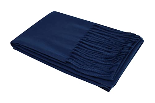Ocomfly 100% Pashmina Scarf for Women - Premium Womens Scarves - Gift Boxed - Shawls or Wraps - Ultra Soft and Warm - color: Dark Blue