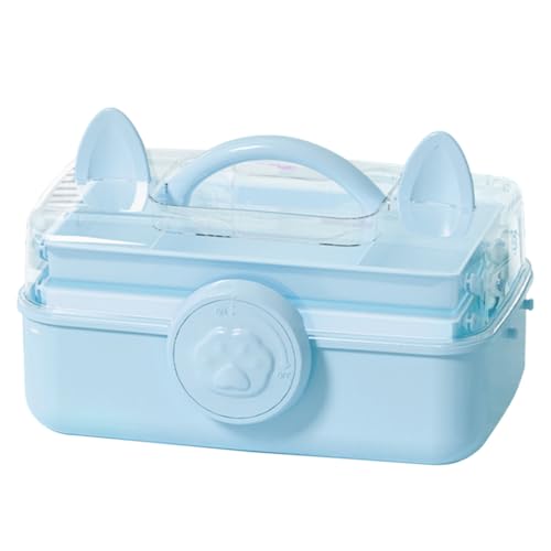Bow Knot Hair Accessories Organizer Box - Cute Dust Proof Childrens Jewelry Storage Box, 3 Layers Plastic Storage Box for Clips, Headbands, Bands, Jewelry, etc - color: Blue