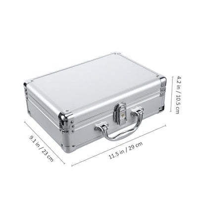 Tofficu Aluminum Alloy Briefcase Lockable Hard Case for Makeup Tool Storage Portable Container with Handle Design for Transport of Valuables