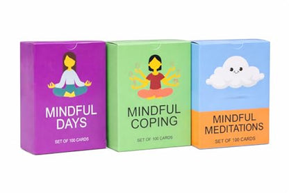 Mindfulness, Meditation & Coping Cards Personal Growth Bundle (3 Deck Set for Daily Mindfulness, Stress Relief & Emotional Resilience)