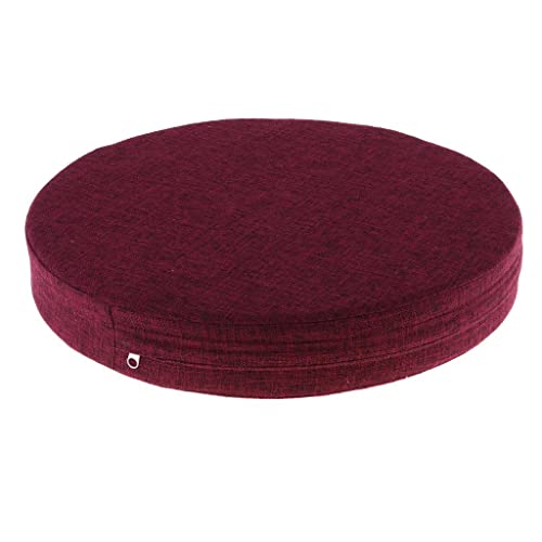 6cm Portable Round Yoga Meditation Cushion - Weight Breathable Linen, Perfect for Home and Outdoor Exercise - Wine Red