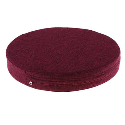 6cm Portable Round Yoga Meditation Cushion - Weight Breathable Linen, Perfect for Home and Outdoor Exercise - Wine Red