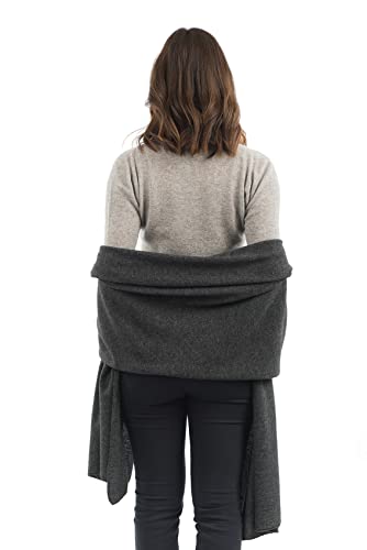Dalle Piane Cashmere Womens Wool Cashmere Blend Stole Soft Italian Shawl Wrap for Wedding Evening Gift Made in Italy - color: Anthracite