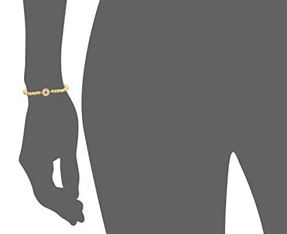 Women Evil Eye Ball chain Elastic bracelet with CZ Cubic Zirconia