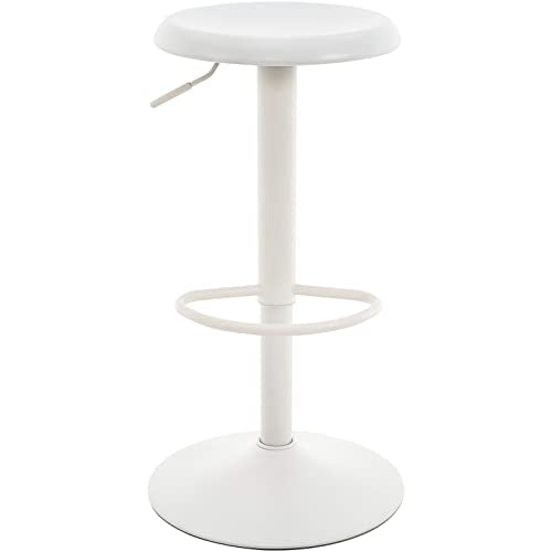Adjustable Bar Stool, Swivel Round Metal Airlift Barstool, Backless Counter Height Bar Chair for Kitchen Dining Room Pub Cafe, 1 pc (White) - color: White, size: 1 pc