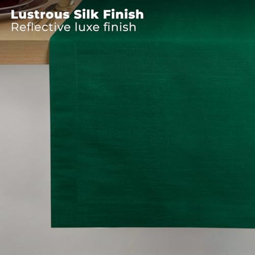 Luxe Shine™ by D'Moksha Emerald Green Table Runner 120 Inches Long, Elegant Silk Table Runner, Machine Washable, 14 x 120 Inch for Dresser, Dining- Summer, Father's Day - color: Emerald Green, size: 14 X 120 Inch