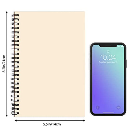7 Pack Blank Spiral Notebook, A5 Unlined Notebook, 100 Pages Journal Sketch Books 8.3"x 5.5" Soft Cover Kraft Diary Planner, 50 Sheets for School Travel Office (Brown)