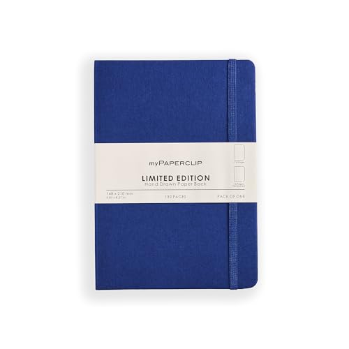 myPAPERCLIP Limited Edition A5 Plain Notebook | 192 Pages, 100 GSM, Soft Cover, A5 (5.83 × 8.27 in) | Flat Lay | Bookmark & Elastic Closure | Blueberry - color: Blue-Berry, style: Plain