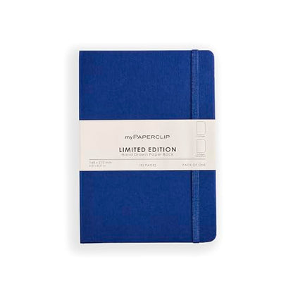 myPAPERCLIP Limited Edition A5 Plain Notebook | 192 Pages, 100 GSM, Soft Cover, A5 (5.83 × 8.27 in) | Flat Lay | Bookmark & Elastic Closure | Blueberry - color: Blue-Berry, style: Plain