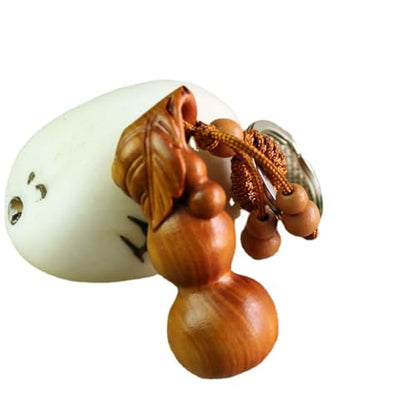 Antique Gourd Wooden Statue Accents Zen Meditation Wood Sculpture Decor for Living Room Spa Or Yoga Studio Centerpiece Books Living Room Bedroom Ornament
