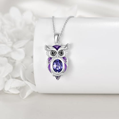 Animal Necklace 925 Sterling Silver Pendant Jewelry Gift for Women Animal Lover - style: Owl