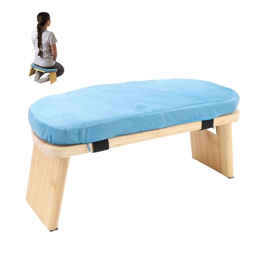 ZJchao Meditation Bench Wooden Yoga Stool Ergonomic Detachable Kneeling Chair for Home Meditation with Soft Cushion Carry Bag (Blue) - color: Blue