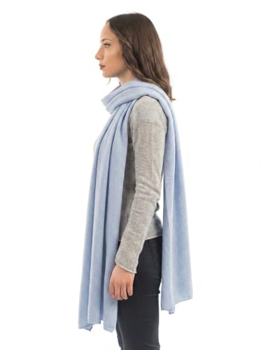 Dalle Piane Cashmere Womens Wool Cashmere Blend Stole Soft Italian Shawl Wrap for Wedding Evening Gift Made in Italy - color: Sky