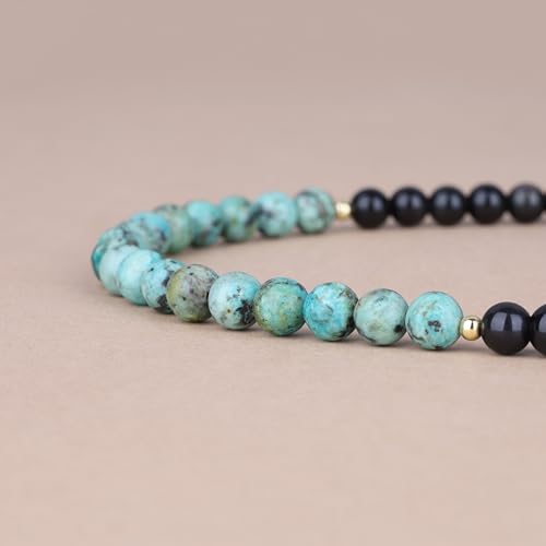 COAI Tree of Life Necklace 108 Mala Beads, Women's Men's Beaded Necklace, Japa Mala for Yoga Meditation 6mm - style: Obsidian & African Turquoise