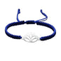 Lotus Symbol Bracelet for Women - Adjustable Cord, Silver Pendant, Spiritual Jewelry Gift - style: Azure Blue