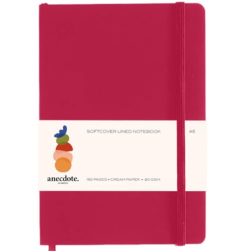 ANECDOTE. Softcover Lined Notebook with Thick 80 gsm Lined Cream Paper A5 size (8.3 inches x 5.4 inches) - Daily Writing Notebook for Travel, School and Office Use - Diary for Women and Men - Rose - color: Rose