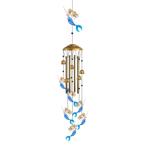 Garden Wind Chimes for Outside - Metal Mermaid Windchimes Outdoors Decor, Sympathy Chimes for Patio Porch Balcony Decoration for Grandma Mom Woman - color: Mermaid Wind Chimes
