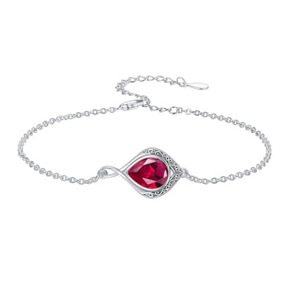 PELOVNY Celtic Knot Bracelet for Women 925 Sterling Silver Infinity Gemstone/Birthstone Bracelets Birthday Christmas Jewelry Gifts for Mom Daughter Wife - color: 02-Filigree-July Birthstone