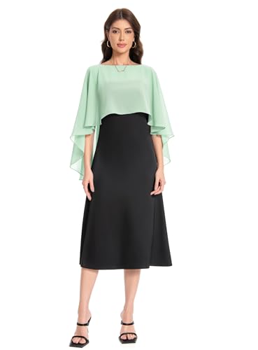 Baoqiya Women's Capelet Shawls and Wraps for Evening Dresses Soft Bridesmaid Shawl Chiffon Cape Wedding Cover Up - color: Mint