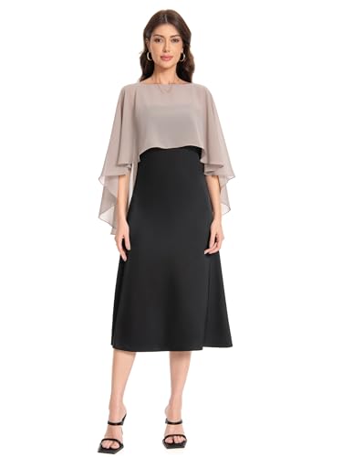 Baoqiya Women's Capelet Shawls and Wraps for Evening Dresses Soft Bridesmaid Shawl Chiffon Cape Wedding Cover Up - color: Khaki)